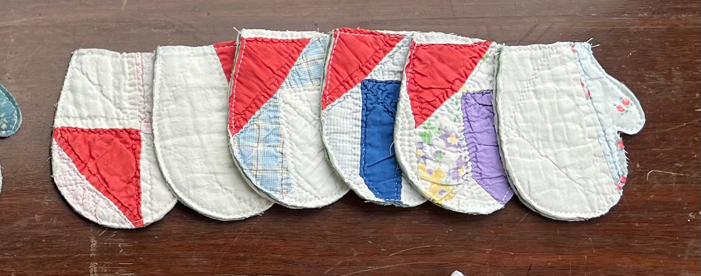 Christmas Mitten or stocking garland, set of 6
