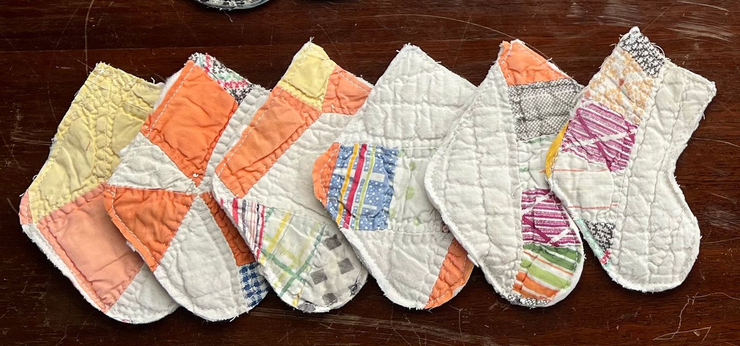 Christmas Mitten or stocking garland, set of 6