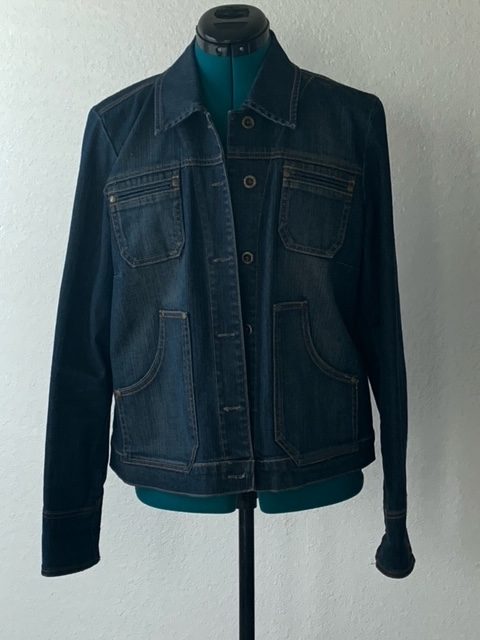 Jeanster Denim Jacket with Vintage Quilt patch Medium